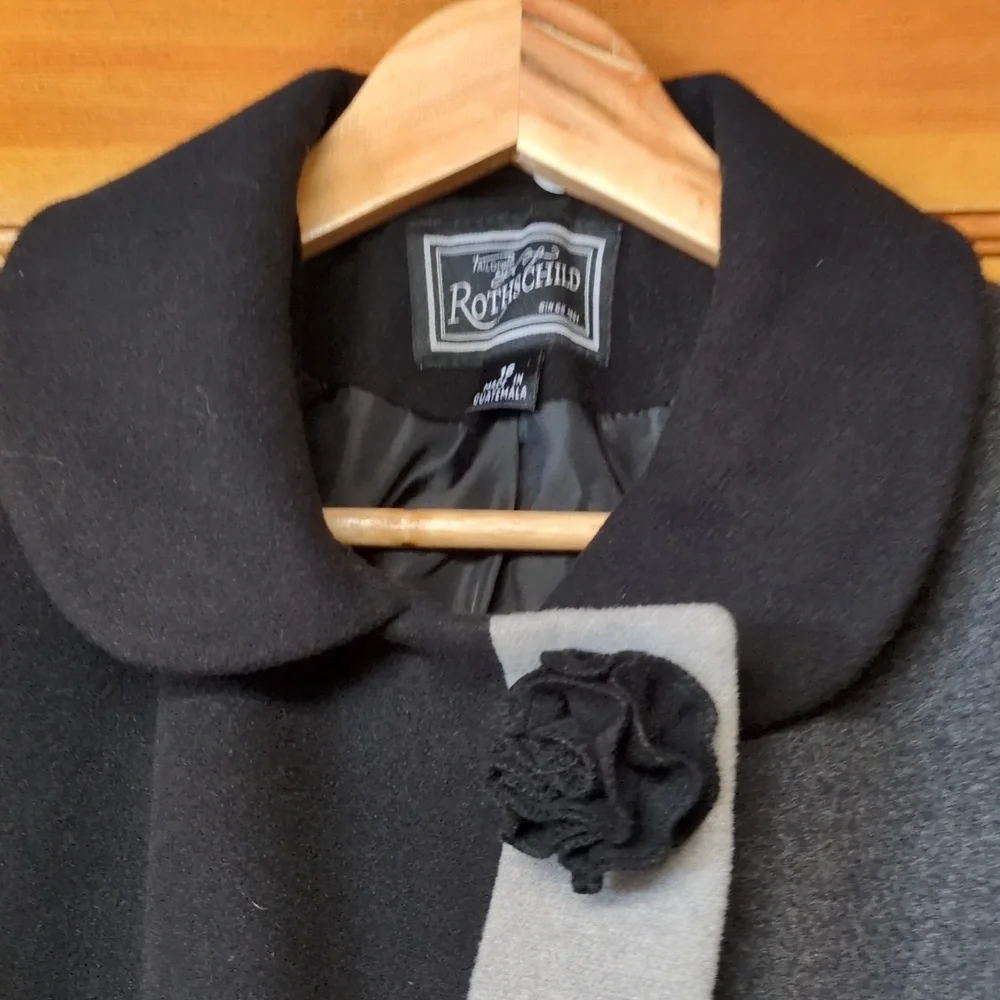 Rothschild Black and Gray Colorblock Dress Coat Size 16